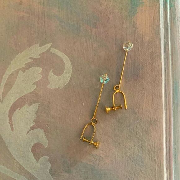 Elegant U drop AB Crystal stick earrings, Vintage, Unmarked - Picture 4 of 4